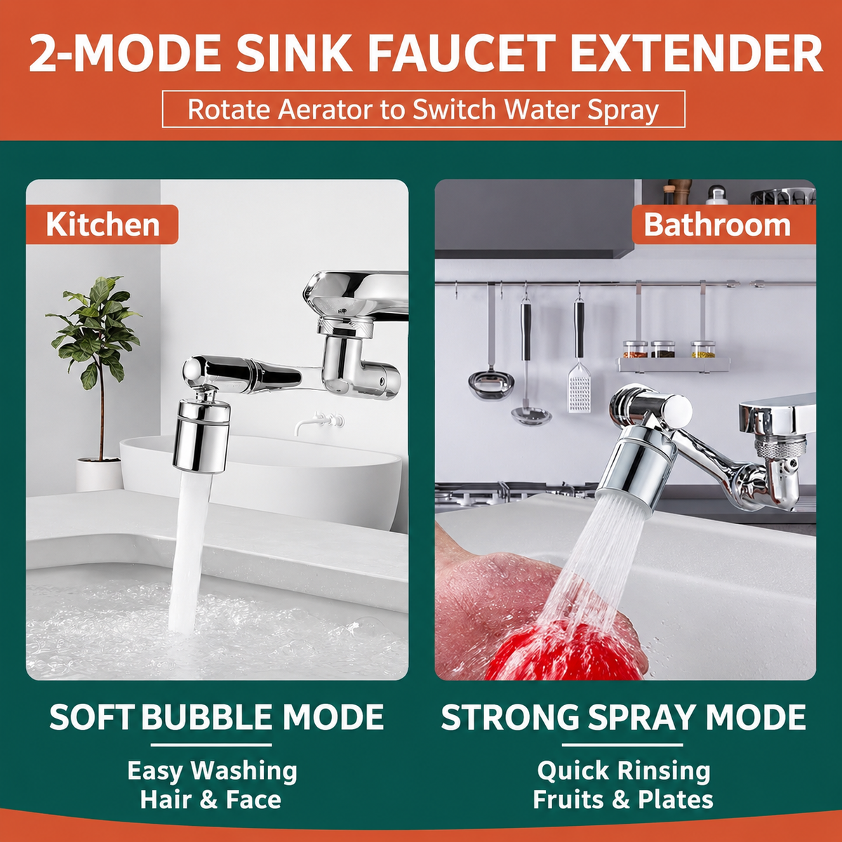 1080° Rotating Faucet Extender for Kitchen & Bathroom
