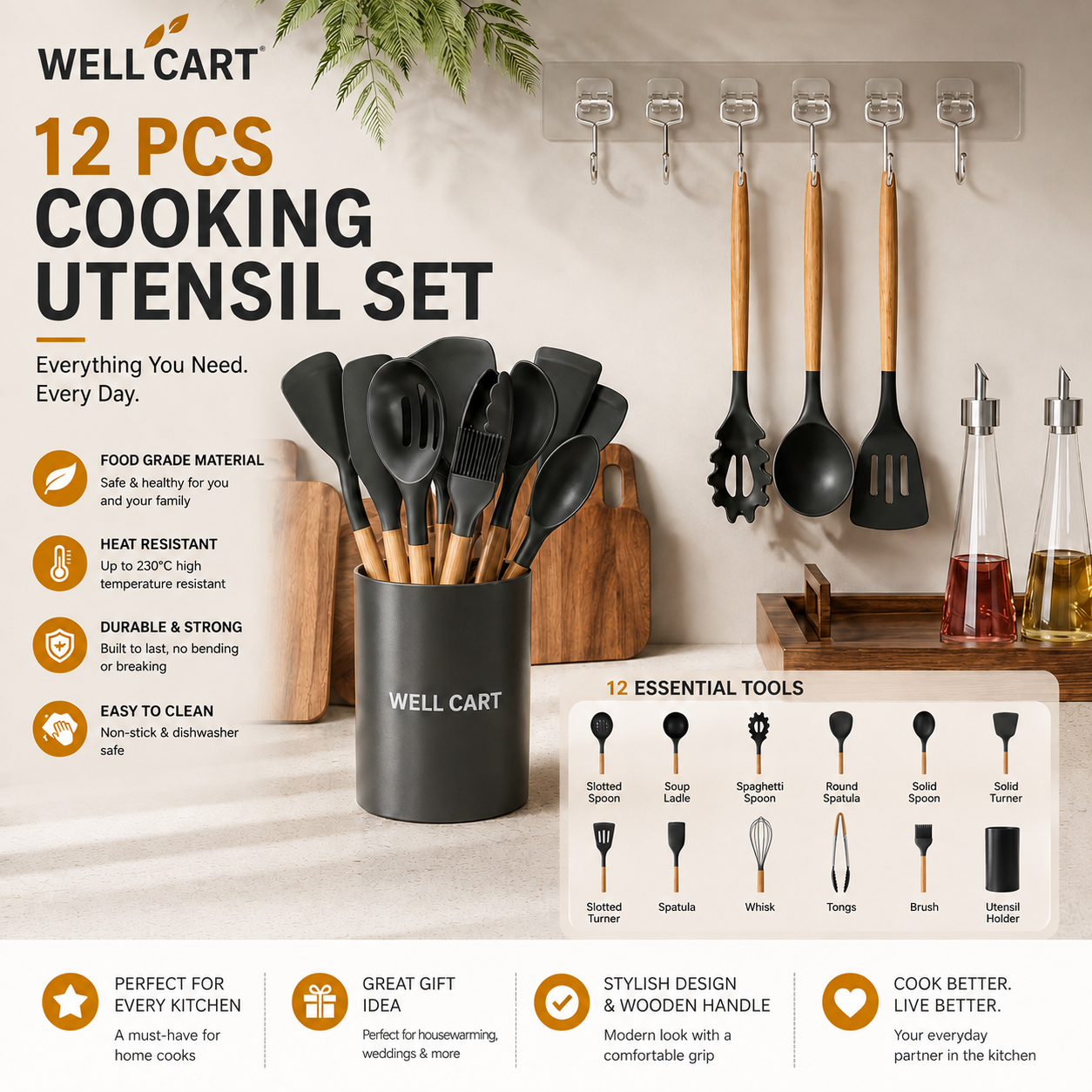 WELL CART Premium Kitchen Utensil Set ⭐
