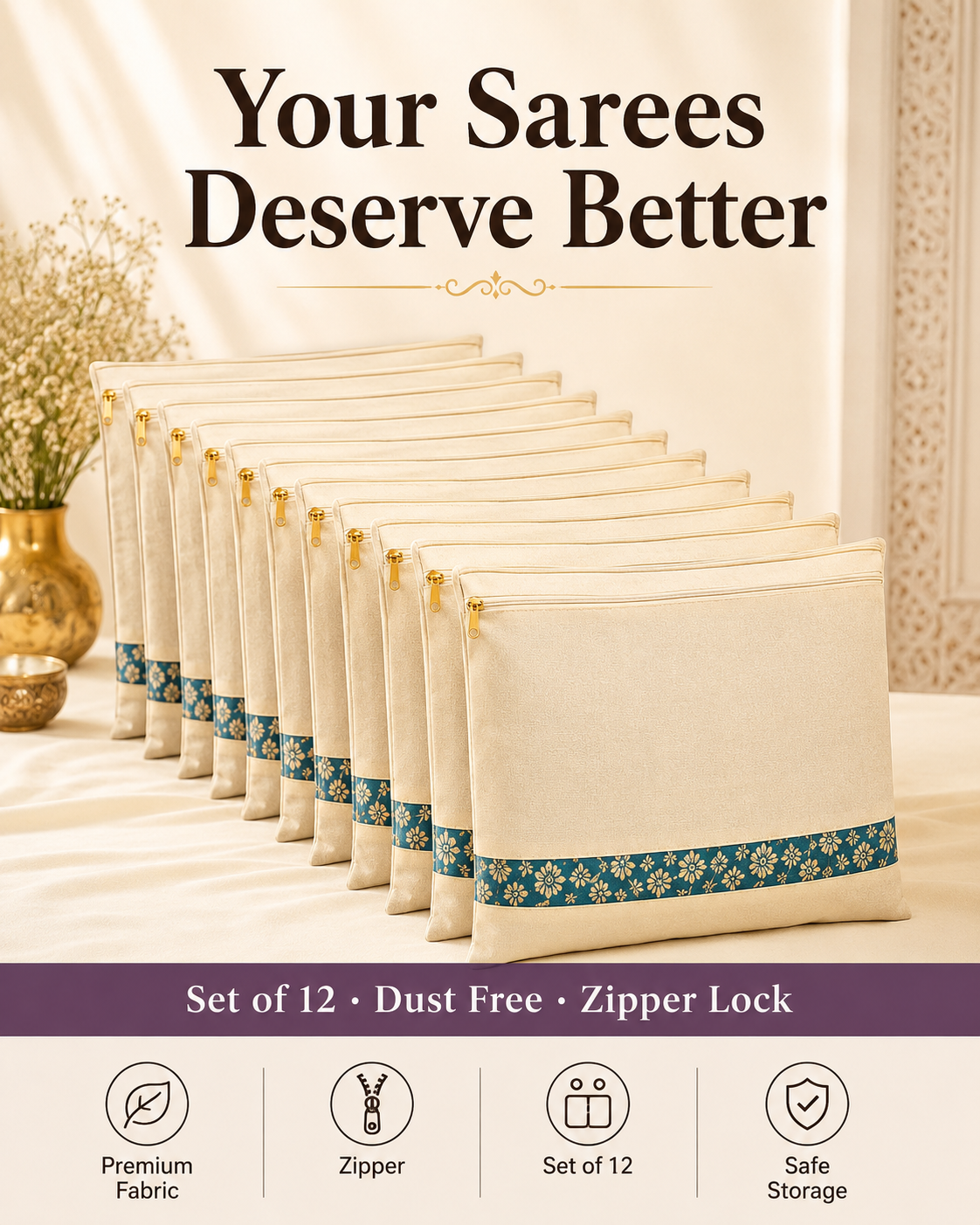 Premium Cotton Saree Covers with Zip