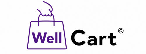 Logo of Well Cart with a shopping bag icon on a white background