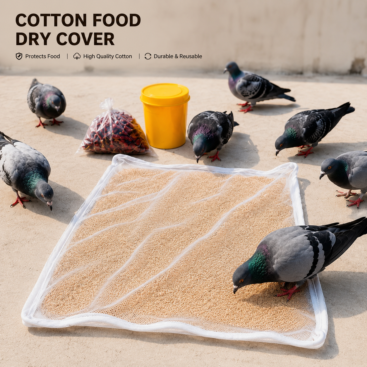 Premium Cotton Food Drying Cloth with Protective Mesh Net